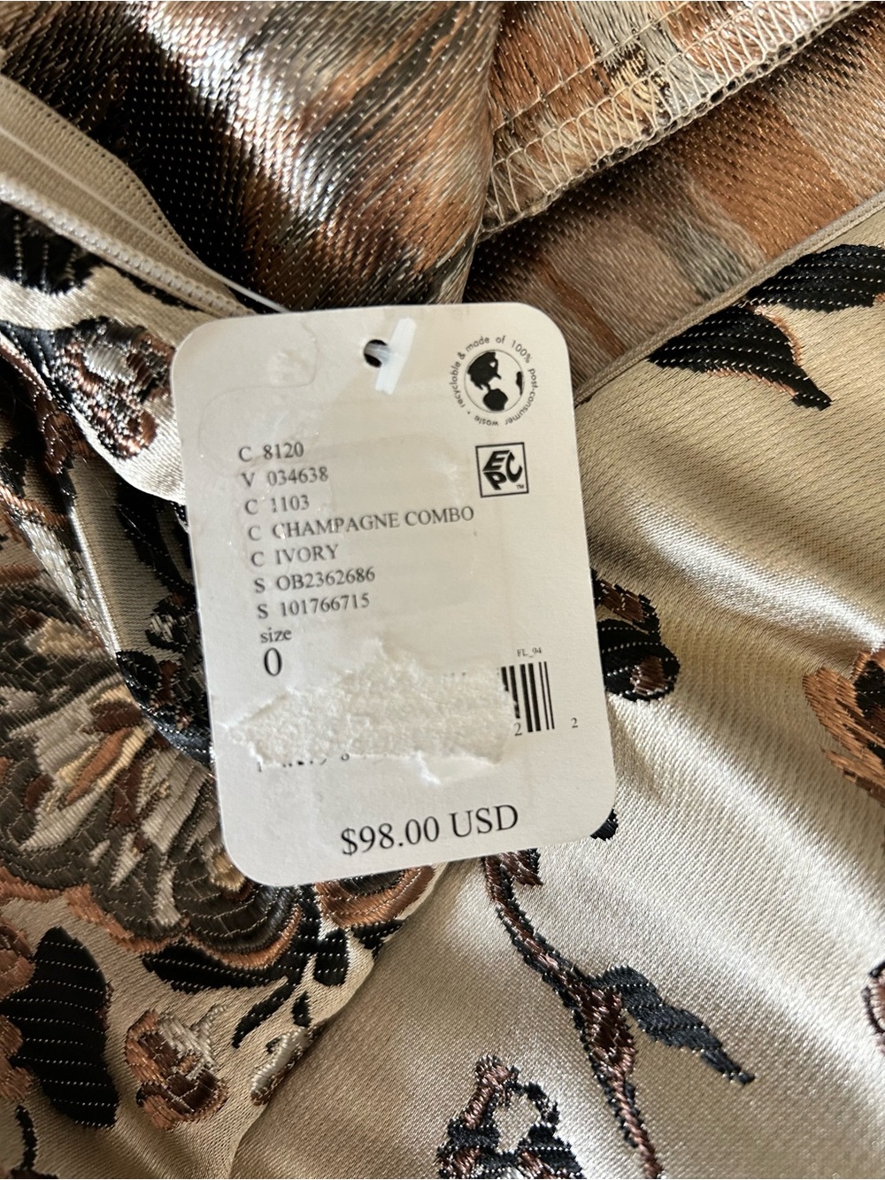 Free People Benjamine Mini Skirt Women's Size 0 Brown Beige Floral Jacquard - Picture 9 of 11